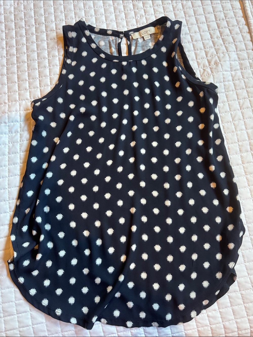 Loft blouse, XS, navy polka dot, great condition.